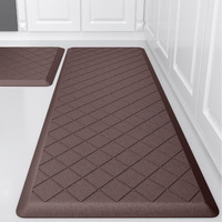 Wezvix Cushioned Kitchen Mat 2 Pcs, Anti Fatigue Kitchen Rugs, Heavy Duty Kitchen Rugs And Mats Non-Skid, Ergonomic Comfort Foam Kitchen Floor Mat For Home, Office, Sink, Laundry - Brown
