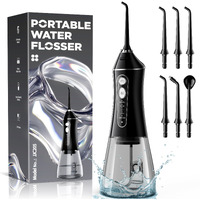 Water Flosser For Teeth Cleaning And Flossing, 5 Modes Rechargeable Cordless Oral Irrigator 320Ml Water Tank Teeth Cleaner, Ipx7 Waterproof Portable Electric Dentel Flossers For Home And Travel,Black