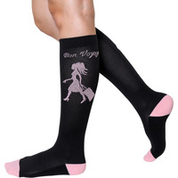 Compression Socks For Men And Women, 20-30 Mmhg, Graduated Compression For Flight, Travel, Sports, Pregnancy, Running (Black-Pink, Large)