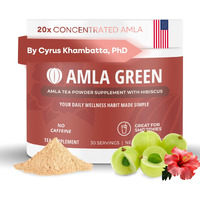 Amla Powder & Green Tea Superfood Supplement With Hibiscus, 20X Ultra Concentrated Amla, Antioxidant Support, Made With Oolong Tea And Indian Gooseberries, Organic, Vegan, Hibiscus, 30 Servings