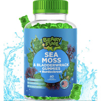 Beary Fine Sea Moss Gummies & Apple Cider Vinegar - Burdock Root + Bladderwrack - 102 Minerals For Daily Wellness & Nutrient Support - 60 Seamoss Gummies For Kids & Adults - Made In The Usa