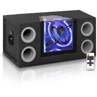 Pyramid 1000W Dual Bandpass Speaker System - Car Audio Subwoofer W/ Neon Accent Lighting, Plexi-Glass Front Window, 4 Tuned Ports, Silver Polypropylene Cone & Rubber Edge Suspension - Pyramid Bnps102