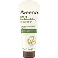 Aveeno Daily Moisturizing Body Lotion With Soothing Prebiotic Oat, Gentle Lotion Nourishes Dry Skin With Moisture, Paraben-, Dye- & Fragrance-Free, Non-Greasy & Non-Comedogenic, 2.5 Fl. Oz