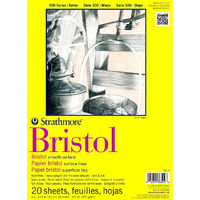 Strathmore 300 Series Bristol Paper Pad, Smooth, Tape Bound, 9X12 Inches, 20 Sheets (100Lb/270G) - Artist Paper For Adults And Students - Markers, Pen And Ink