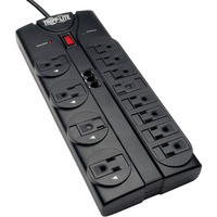Tripp Lite 12 Outlet Surge Protector Power Strip, 8Ft Cord, Right-Angle Plug, Tel/Modem Protection, Rj11, $150,000 Insurance (Tlp1208Tel), Black