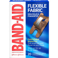 Band-Aid Brand Flexible Fabric Bandages Knuckle & Fingertip, 20 Count (Pack Of 2)