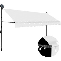 Vidaxl Manual Retractable Awning With Led Lights, 118.1"" - Cream
