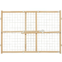 Midwest Homes For Pets Wire Mesh Pet Safety Gate, Pressure Mounted Dog Gate Measures 24 Inches Tall & Expands To 27-41.5 Inches Wide, Natural Wood & White Powder Coated Wire Mesh