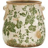 6.5In. Tuscan Ceramic Green Scroll Planter