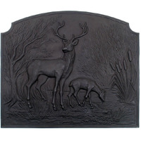 Minuteman International Deer Cast Iron Fireback, Black