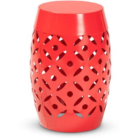 Baxton Studio Hallie Modern And Contemporary Red Finished Metal Outdoor Side Table
