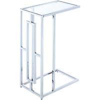 Convenience Concepts Town Square Chrome C Table, Clear Glass / Chrome Frame