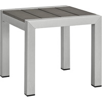 Modway Shore Aluminum Outdoor Patio Side Table In Silver Gray
