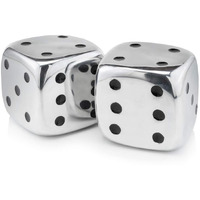 Modern Day Accents 4104 Dados Decorative Dice, Silver With Black Dots, Vegas Decor, Man Cave, Bar Decor Tabletop, Centerpiece, Sculpture, 6"", Set Of 2