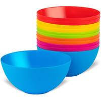 Plaskidy Plastic Bowls Set Of 12 Kids Bowls 24 Oz Microwave Dishwasher Safe Bpa Free Plastic Cereal Bowls For Kids Brightly Colored Children Bowls Great For Cereal, Soup, Snack, Fruit Or Salad