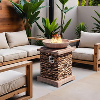 Sunbury Outdoor Propane Fire Pit, Gas Fire Pit For Outside Patio, Outdoor Fire Table Fire Column 40,000 Btu W Lava Rocks, Waterproof Cover