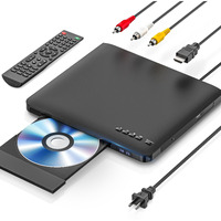 Ultra Slim Dvd Player, Thinnest Hdmi Av Dvd Players For Tv, 0.6 Inch Design With Region Free & Colourful Hd Pixels, Supports Usb Playback, Ntsc/Pal Dvd Player With Hdmi & Rca Cables, Remote Control.
