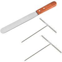 Lilithye Crepe Spreader And Spatula Kit Stainless Steel Crepe Spreader Tool 5"", 7"" Spreaders And 12"" Spatula(3 Pcs)