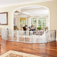 Toddleroo By North States Superyard 6 Panel Baby Play Yard. Playpen Or Extra Wide Baby Gate, Wall Mount Kit Included. Made In Usa. 38.5"" - 201"" Wide, 5.5 Ft Corner To Corner Play Yard (26"" Tall, Gray)
