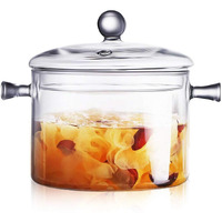 Glass Saucepan With Cover, 1.5L/50 Fl Oz Heat-Resistant Glass Stovetop Pot And Pan With Lid, The Best Handmade Glass Cookware Set Cooktop Safe For Pasta Noodle, Soup, Milk, Baby Food
