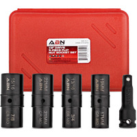 Abn Double Side Lug Nut Socket Set, 5Pc - 1/2-Inch Drive Flip Impact Sockets Lug Nut Extractor Set Reversible Sockets