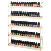 J Jackcube Design Wall Mount Essential Oils Display Shelf With 5 Tier For 70 Bottles Holder Gold Frame And Wood Rack Organizer - Mk482B