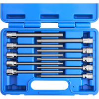 Neiko 10077A 3/8    Drive Metric Extra Long Allen Hex Bit Socket Set | 10 Pieces | Sizes 3Mm - 10Mm | Shaft Length 6    | Premium S2 Steel Bits | Heavy Duty Cr-V Sockets | Exceeds Ansi Standards
