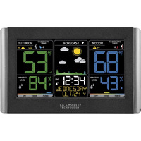 La Crosse Technology Weather Station With Customizable Alerts, Weather Forecast, Temperature, Dew Point, Humidity, Time, Heat Index, Large Display, Adjustable Brightness, Wireless, Black, C85845-Int