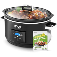 [New Launch] Kooc 8.5-Quart Programmable Slow Cooker, Larger Than 8 Quart, More Practical Than 10 Quart, With Digital Countdown Timer, Free Liners Included For Easy Clean-Up, Black, Oval