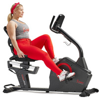 Sunny Health & Fitness Programmable Electro-Magnetic Resistance Recumbent Exercise Bike With 16 Levels Of Resistance, 300 Lbs Weight Capacity, And Bluetooth Connectivity With Exclusive Sunnyfit App - Sf-Rb4850Smart