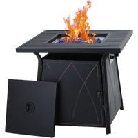 Gas Fire Pit Table 50,000 Btu Square Outdoor Propane Fire Pit Table Fireplace For Patio Garden Camping Outdoor Heating With Blue Fire Glass