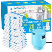 Vacuum Storage Bags With Electric Air Pump, 20 Pack (4 Jumbo, 4 Large, 4 Medium, 4 Small, 4 Roll Up Bags) Space Saving Bag For Clothes, Mattress, Blanket, Duvets, Pillows, Comforters,Travel