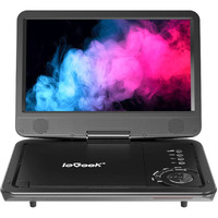 Iegeek Portable Dvd Player 12.5"", With 10.5"" Hd Swivel Screen, Car Travel Dvd Players 5 Hrs Rechargeable Battery, No Region Restrict Video Player For Kids, Remote Control, Sync Tv, Usb&Sd, Black