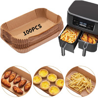 Air Fryer Disposable Paper Liner, 100Pcs Food Grade Parchment Liners For Ninja Dz201,Ninja Foodi Dual Air Fryer Accessories Baking Paper (9 * 6, Natural)