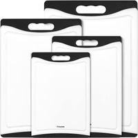 Extra Large Cutting Boards, Plastic For Kitchen (Set Of 4) Dishwasher Chopping Board With Juice Grooves, Easy-Grip Handles, Black, Empune