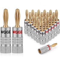 Wgge Wg-009 Banana Plugs Audio Jack Connector 12 Pairs / 24 Pcs, 24K Gold Dual Screw Lock Speaker Connector For Speaker Wire, Wall Plate, Home Theater, Audio/Video Receiver And Sound Systems