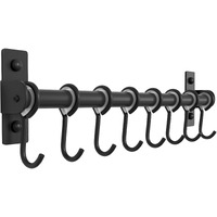 Dseap Kitchen Utensil Holder Hanger, Pot And Pan Rack Wall Mount, Kitchen Rail With 8 Hooks For Hanging Cooking Utensils, Mugs, Spoons, Wall Mounted, Stainless Steel, Black