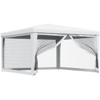 Vidaxl Party Tent - Premium White Outdoor Partytent With Mesh Sidewalls, Heavy-Duty Iron Frame, Uv And Water Resistant Roof Cover, Easy Access With Zipped Entrance - Ideal For Weddings, Bbqs, Fest...
