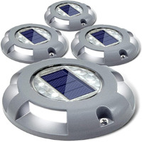 Siedinlar Solar Deck Lights Driveway Dock Led Light Solar Powered Outdoor Waterproof Road Markers For Step Sidewalk Stair Garden Ground Pathway Yard 4 Pack (White)