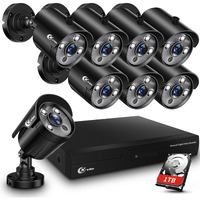 Xvim 8Ch 1080P Wired Security Camera System With 1Tb Hard Drive, 8Pcs Hd Outdoor Home Surveillance Cameras Night Vision Remote Access Motion Alert