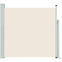 Vidaxl Patio Retractable Side Awning With Sturdy Steel Base, Adjustable Size Of 39.4""X196.9"", 100% Polyester Fabric, Uv Resistant, Water-Resistant, Cream + Gray