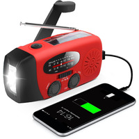 Emergency Hand Crank Radio With Led Flashlight For Emergency, Am/Fm Noaa Portable Weather Radio With 2000Mah Power Bank Phone Charger, Usb Charged & Solar Power For Camping, Emergency
