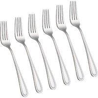 Faderic Dinner Forks,6-Pieces Table Forks,Cutlery Forks Stainless Steel 8-Inch,Silver,Round Handle