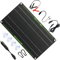 Topsolar 10 Watt 12 Volt Solar Trickle Charger 10W 12V Solar Panel Car Battery Charger Portable Solar Battery Maintainer For Car Motorcycle Boat Marine Rv + Cigarette Lighter Plug Alligator Clip