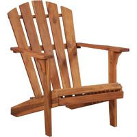 Vidaxl Solid Acacia Wood Patio Adirondack Chair, Weather-Resistant Outdoor Garden Armchair With Natural Oil Finish, Easy Assembly - Brown