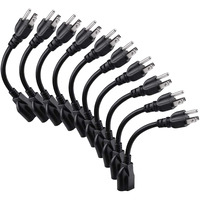 Miady Short Power Extension Cord Outlet Saver, 16Awg/13A, 3 Prong (10 Pack, Black, 8 Inch, Etl Listed)