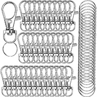 120Pcs Premium Swivel Lanyard Snap Hook With Key Rings, Metal Keychain Hooks For Jewelry Making, Crafts (Silver)
