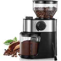 Electric Burr Coffee Grinder, Fohere Coffee Bean Grinder With 18 Precise Grind Settings, 2-14 Cup For Drip, Percolator, French Press, Espresso And Turkish Electric Coffee Makers, Black
