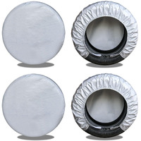 Kayme Rv Tire Covers Set Of 4, Travel Trailer Camper Truck Suv Motorhome Waterproof Wheel Cover, Sun Rain Snow Protector, Fit 27-29 Inch Tire Diameter/Silver