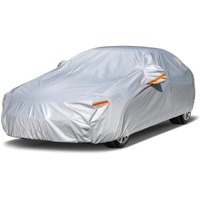 Kayme 6 Layers Car Cover Waterproof All Weather For Automobiles, Outdoor Full Cover Rain Sun Uv Protection With Zipper Cotton, Universal Fit For Sedan (178-185 Inch)